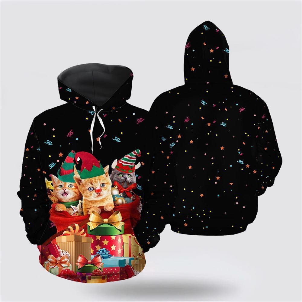 Cat Gift Xmas All Over Print 3D Hoodie For Men And Women, Christmas Cat Hoodie, Christmas Hoodie Cute, Christmas Fashion