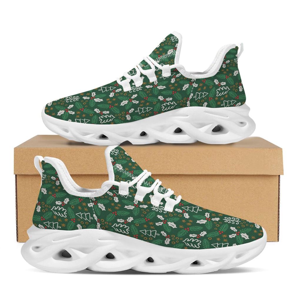 Ivy Leaf Christmas Print Pattern White Max Soul Shoes For Men Women, Best Running Sneaker, Christmas Shoes, Winter Fashion Shoes