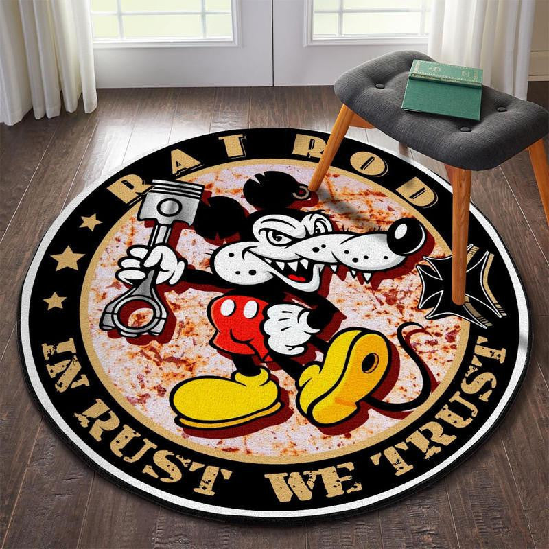 Rat Rod In Rust We Trust Round Mat Round Floor Mat Room Rugs Carpet Outdoor Rug Washable Rugs