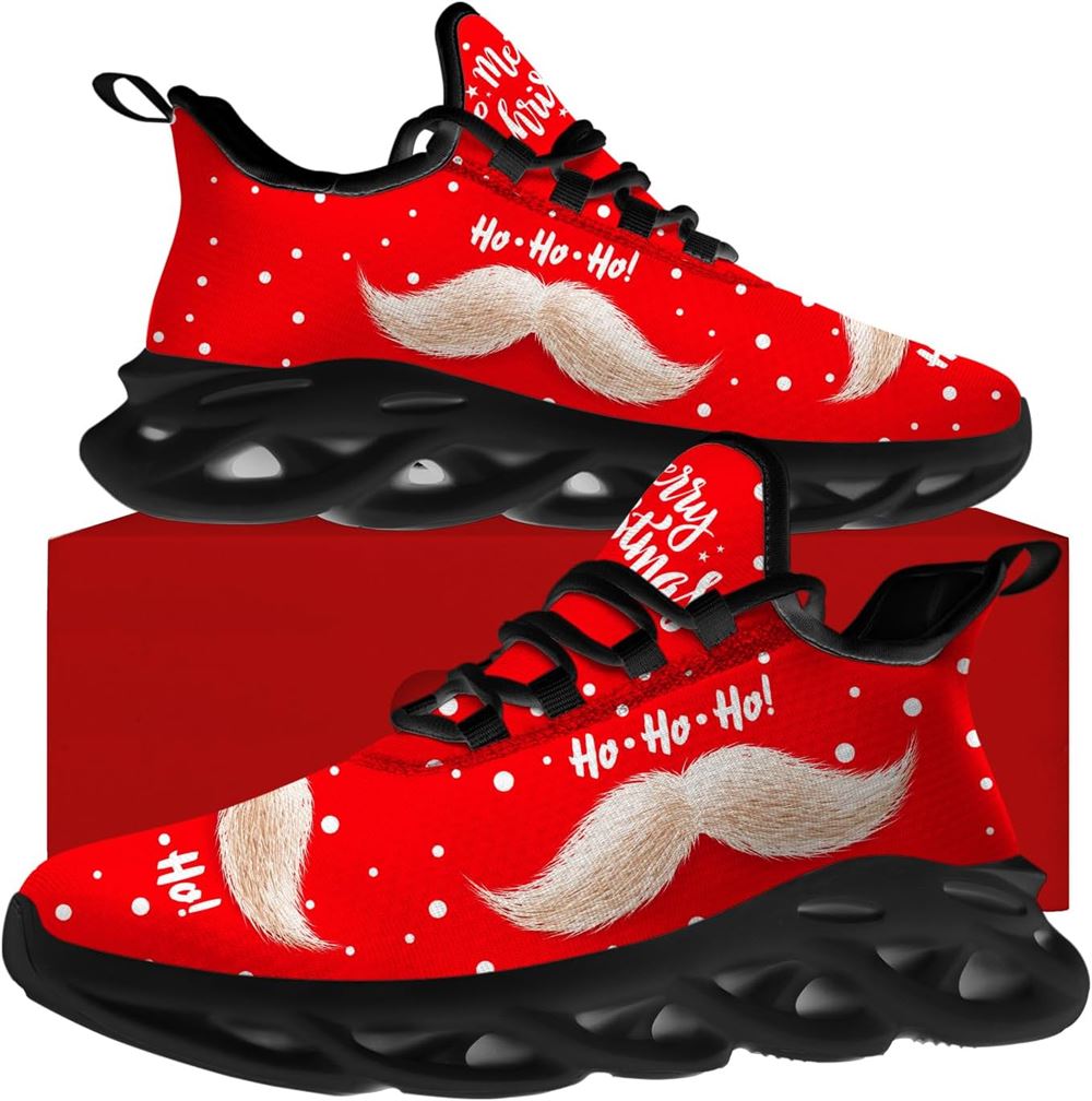 Christmas Running Shoes, Merry Christmas Santa Claus Mustache Max Soul Shoes For Men Women, Christmas Shoes, Winter Fashion Shoes