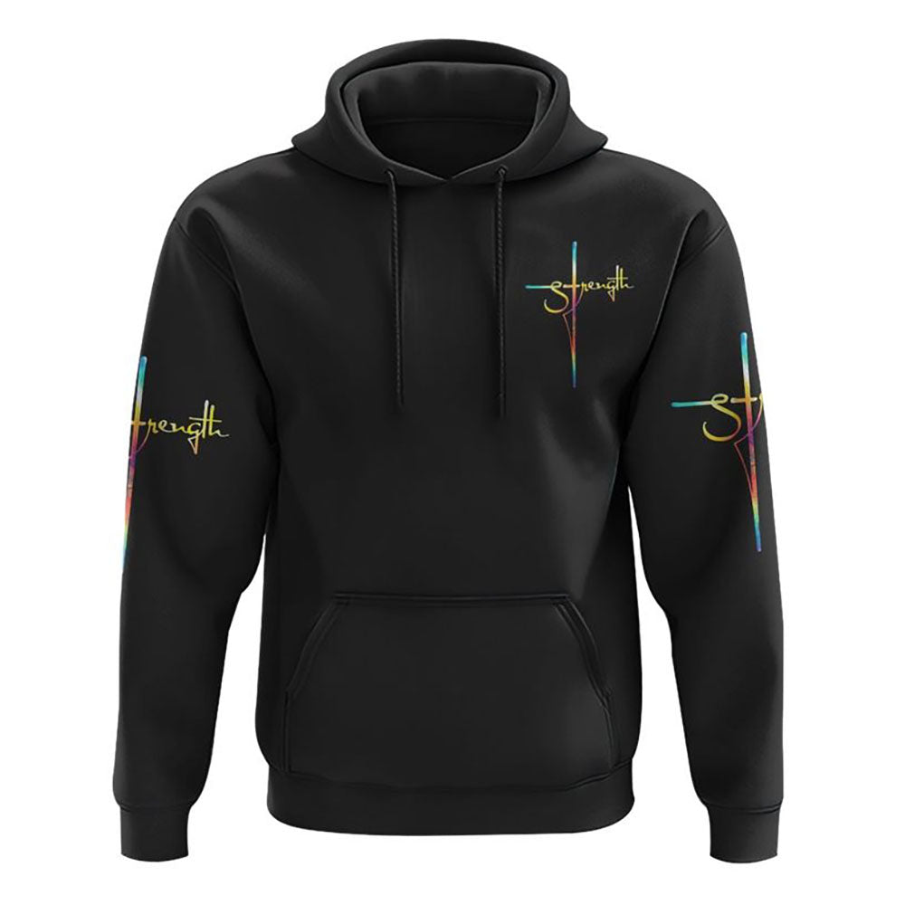 Strength Wings Colorful Watercolor All Over Print 3D Hoodie, Christian Hoodie, Christian Hoodie, Bible Verse Shirt