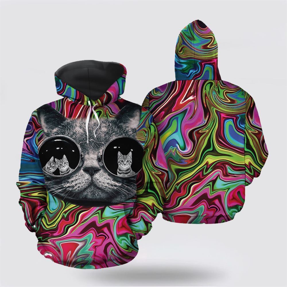 Cool Cat All Over Print 3D Hoodie For Men And Women, Christmas Cat Hoodie, Christmas Hoodie Cute, Christmas Fashion