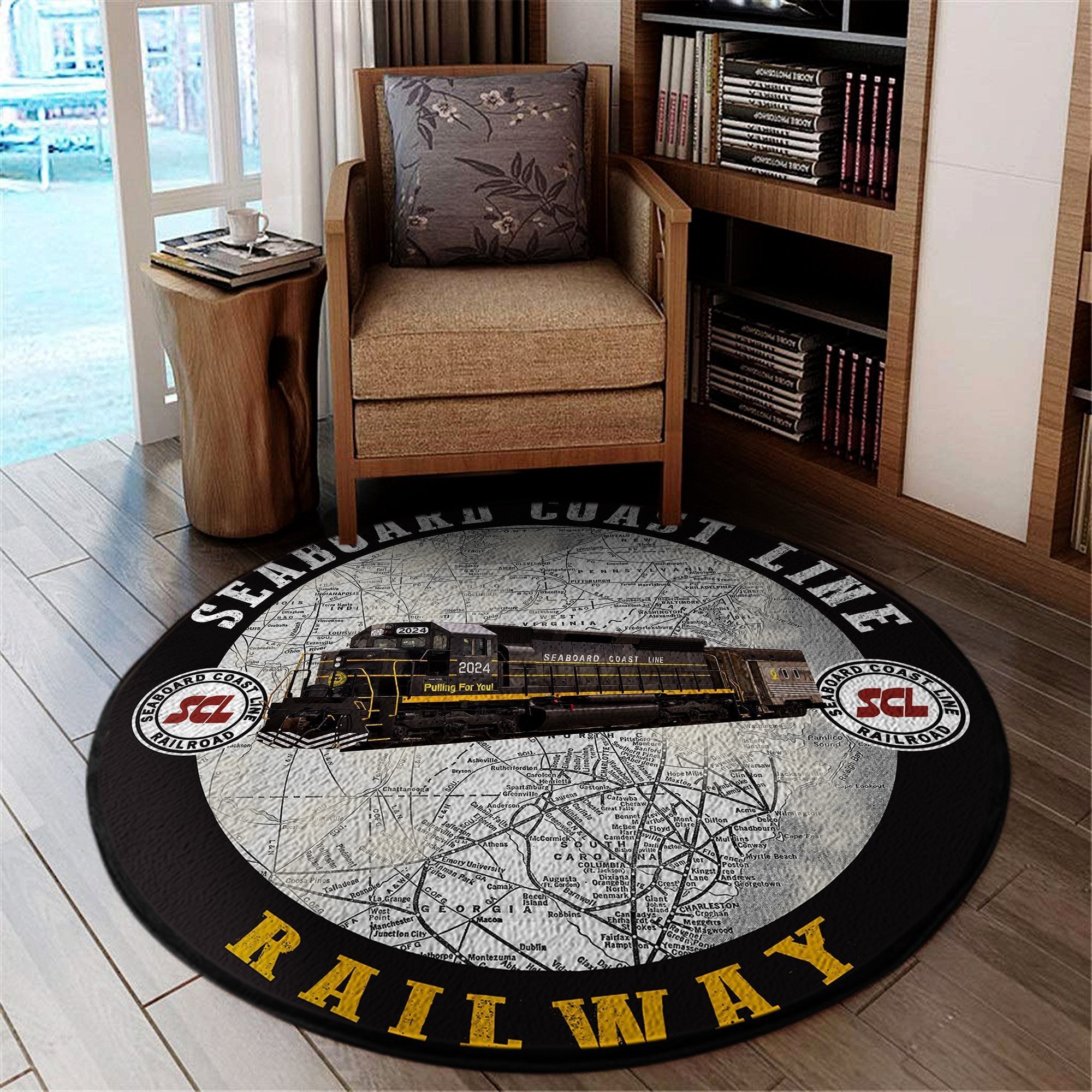 Scl Seaboard Coast Line Railroad Round Mat Round Floor Mat Room Rugs Carpet Outdoor Rug Washable Rugs