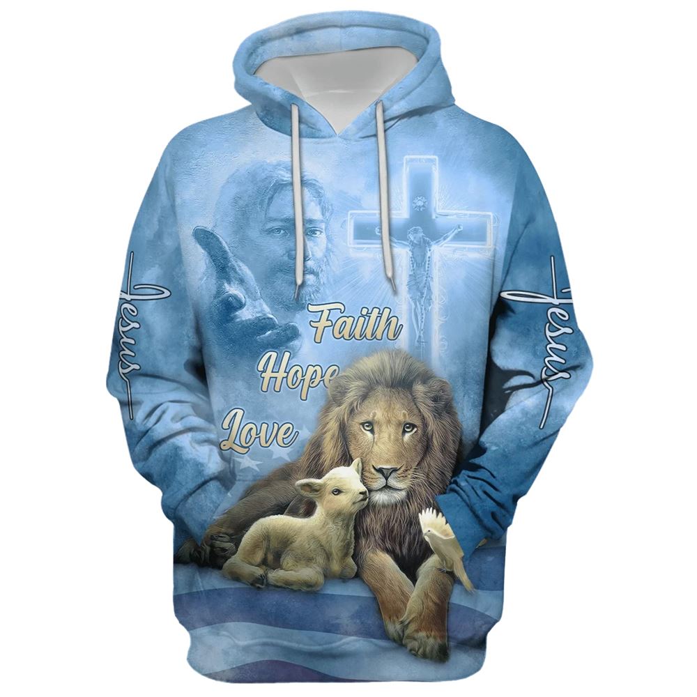 Faith Hope Love, The Hand Of God, Lion, Sheep And Bird Hoodie For Men & Women, God 3D Printed Hoodie, Christian Apparel Hoodies