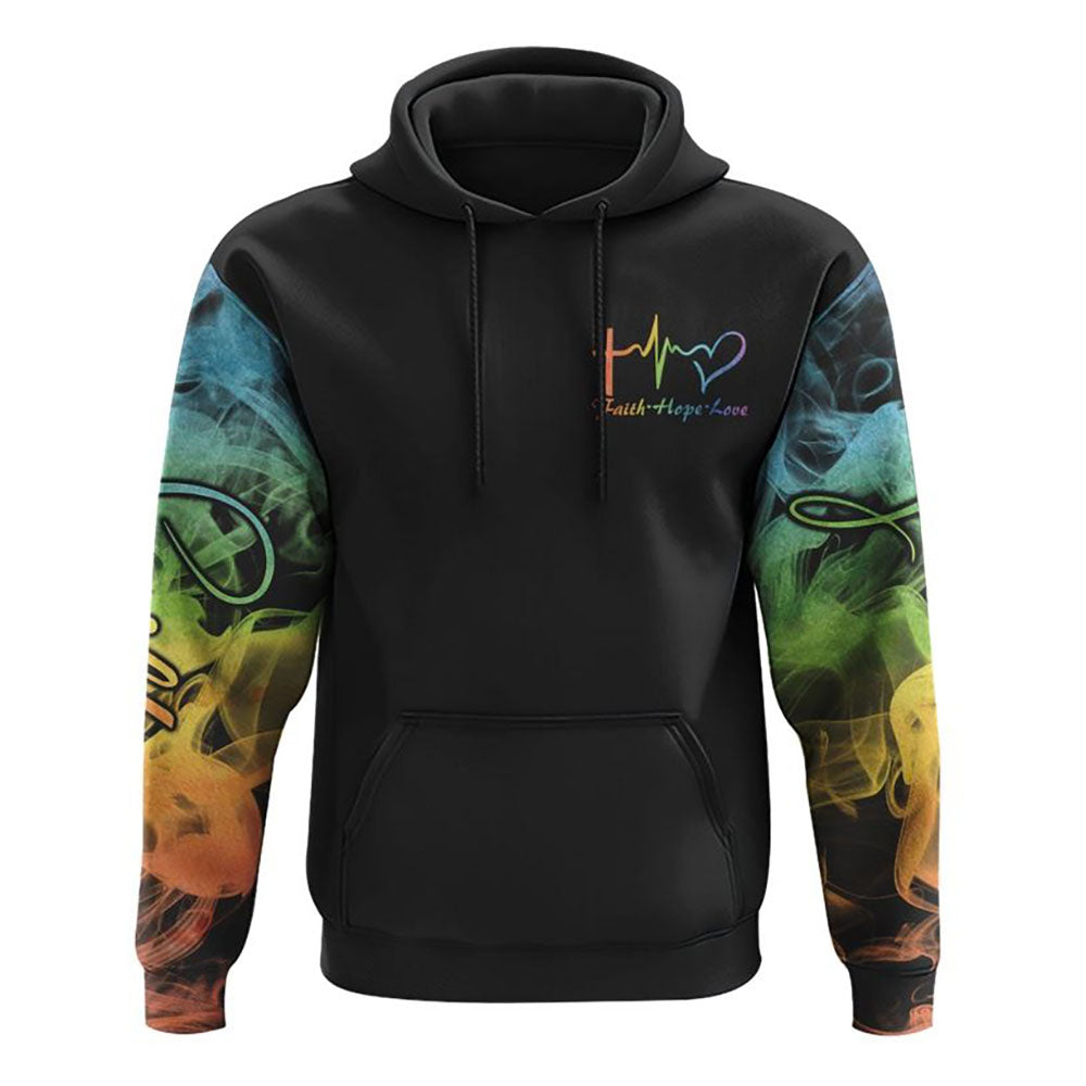 Rainbow Colorful Sunflower Faith Smoke All Over Print 3D Hoodie, Christian Hoodie, Christian Hoodie, Bible Verse Shirt