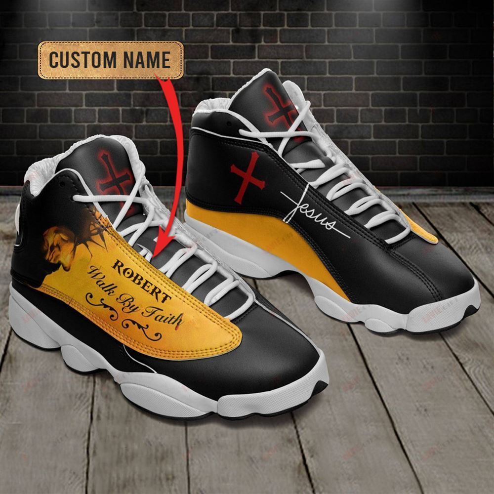 Jesus Walk By Faith Custom Name Jd13 Shoes For Man And Women Yellow, Christian Basketball Shoes, Gifts For Christian, God Shoes