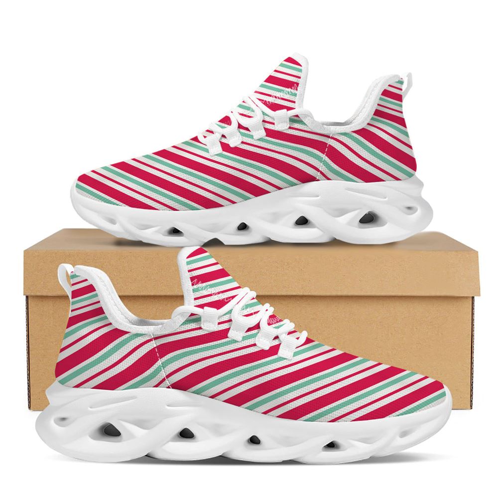 Candy Cane Striped Christmas Print White Max Soul Shoes For Men Women, Best Running Sneaker, Christmas Shoes, Winter Fashion Shoes