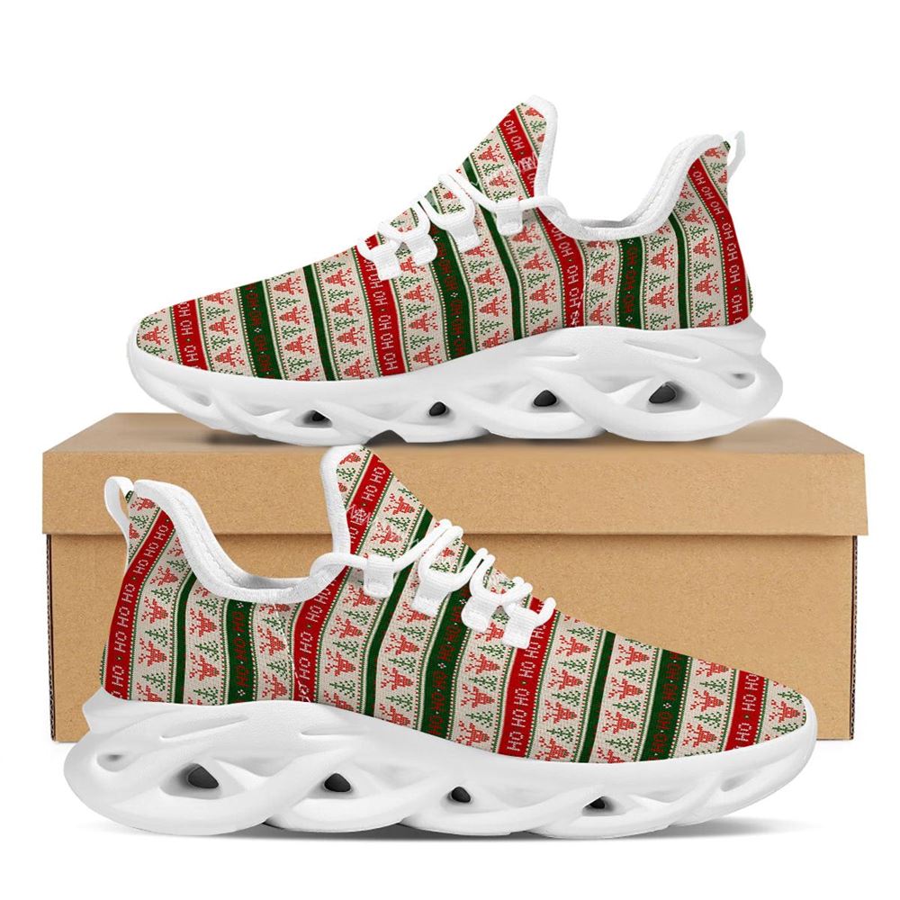 Knitted Christmas Print Pattern White Max Soul Shoes For Men Women, Best Running Sneaker, Christmas Shoes, Winter Fashion Shoes