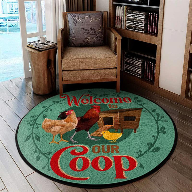 Welcome To Our Coop Living Room Round Mat Circle Rug