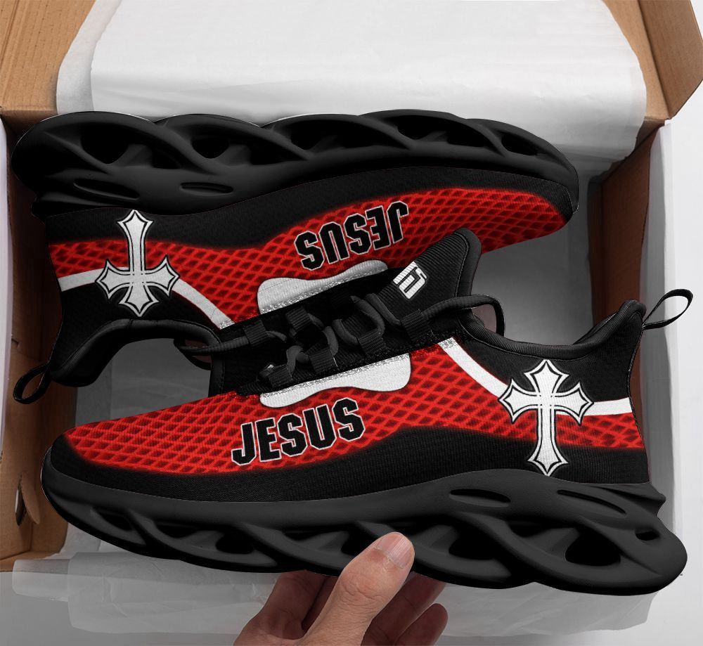 Christian Best Running Shoes, Jesus Red Running Sneakers Max Soul Shoes For Men And Women, Jesus Fashion Shoes