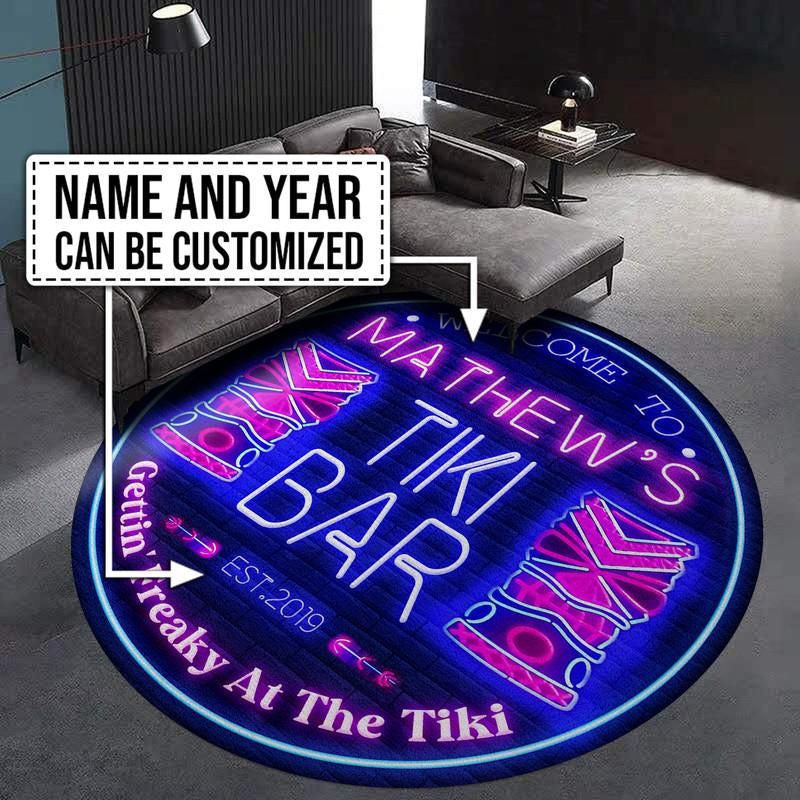 Personalized Tiki Bar Living Room Round Mat Circle Rug