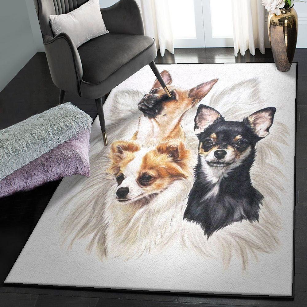 Dog Lovers Non Shedding Chihuahua Dog Rug Rectangle Rugs Washable Area Rug Non-Slip Carpet For Living Room Bedroom