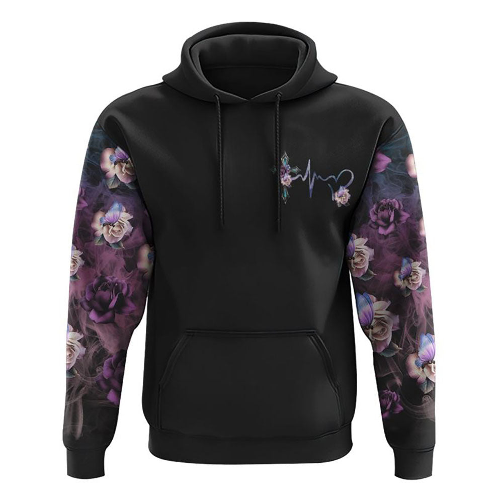 Faith Cross Floral Butterfly All Over Print 3D Hoodie, Christian Hoodie, Christian Sweatshirt, Bible Verse Shirt