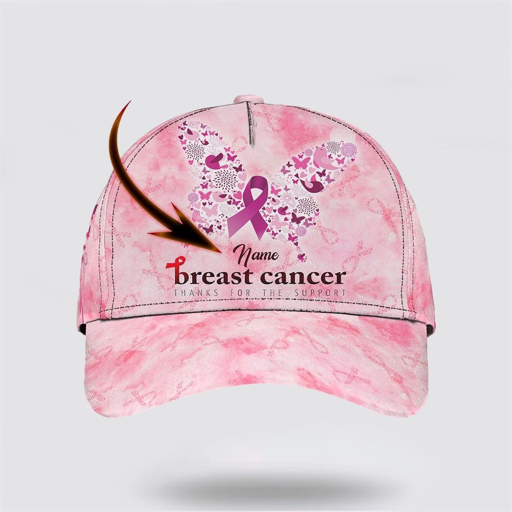 Customized Breast Cancer Awareness Thanks For The Support Baseball Cap, Gifts For Breast Cancer Patients, Breast Cancer Hat