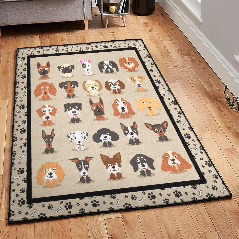 Dog Multiple Dog Breed Rug Rectangle Rugs Washable Area Rug Non-Slip Carpet For Living Room Bedroom