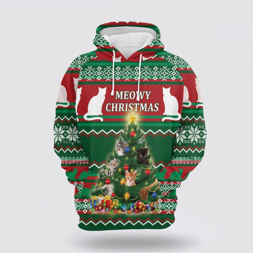 Cat Meowy Christmas All Over Print 3D Hoodie For Men And Women, Christmas Cat Hoodie, Christmas Hoodie Cute, Christmas Fashion