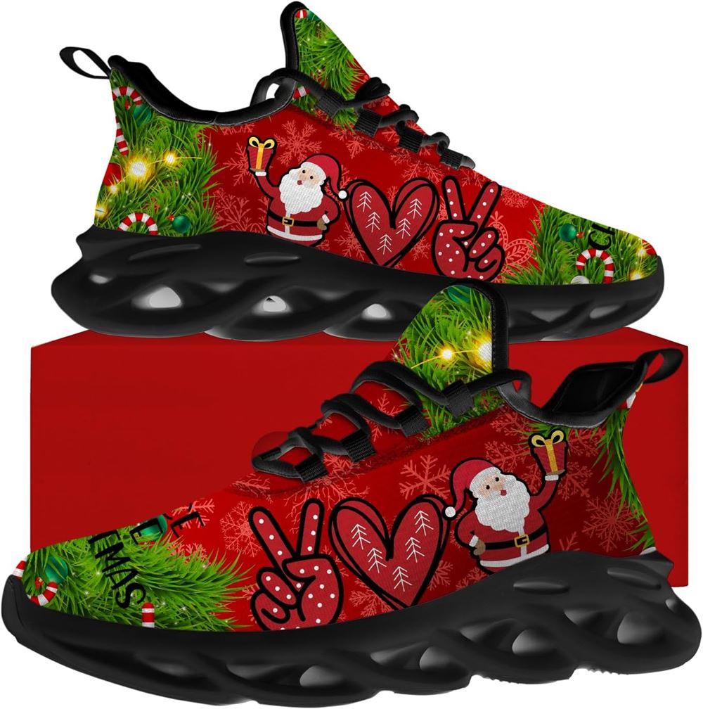 Christmas Running Shoes, Santa Feace Love Christmas Max Soul Shoes For Men Women, Christmas Shoes, Winter Fashion Shoes