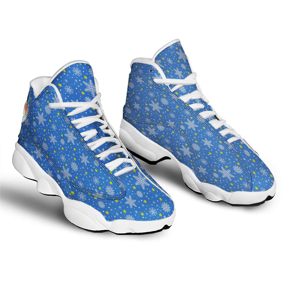 Christmas Basketball Shoes, Stars And Christmas Snowflakes Print Jd13 Shoes For Men Women, Christmas Fashion Shoes