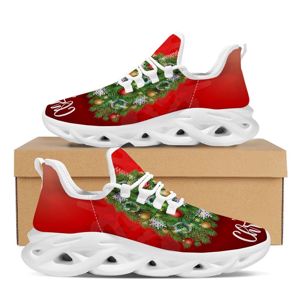 Christmas Tree Print White Max Soul Shoes For Men Women, Best Running Sneaker, Christmas Shoes, Winter Fashion Shoes