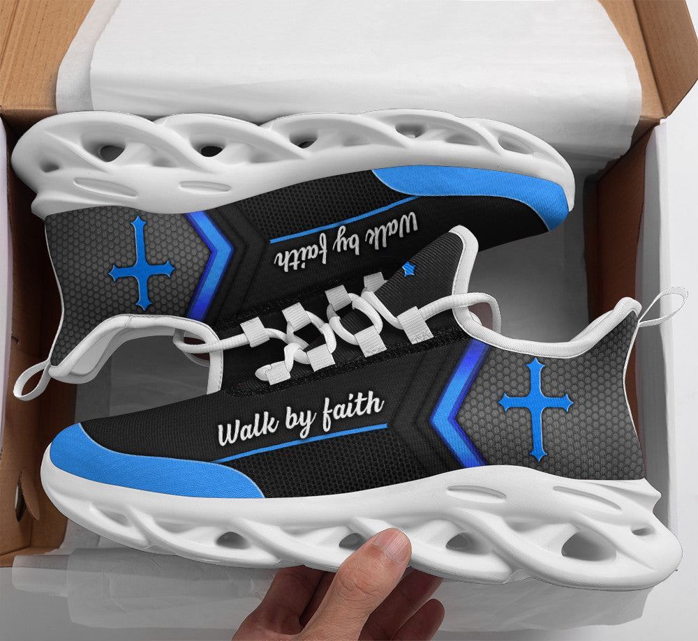 Christian Best Running Shoes, Black Jesus Walk By Faith Running Shoes Max Soul Shoes For Men And Women, Jesus Fashion Shoes