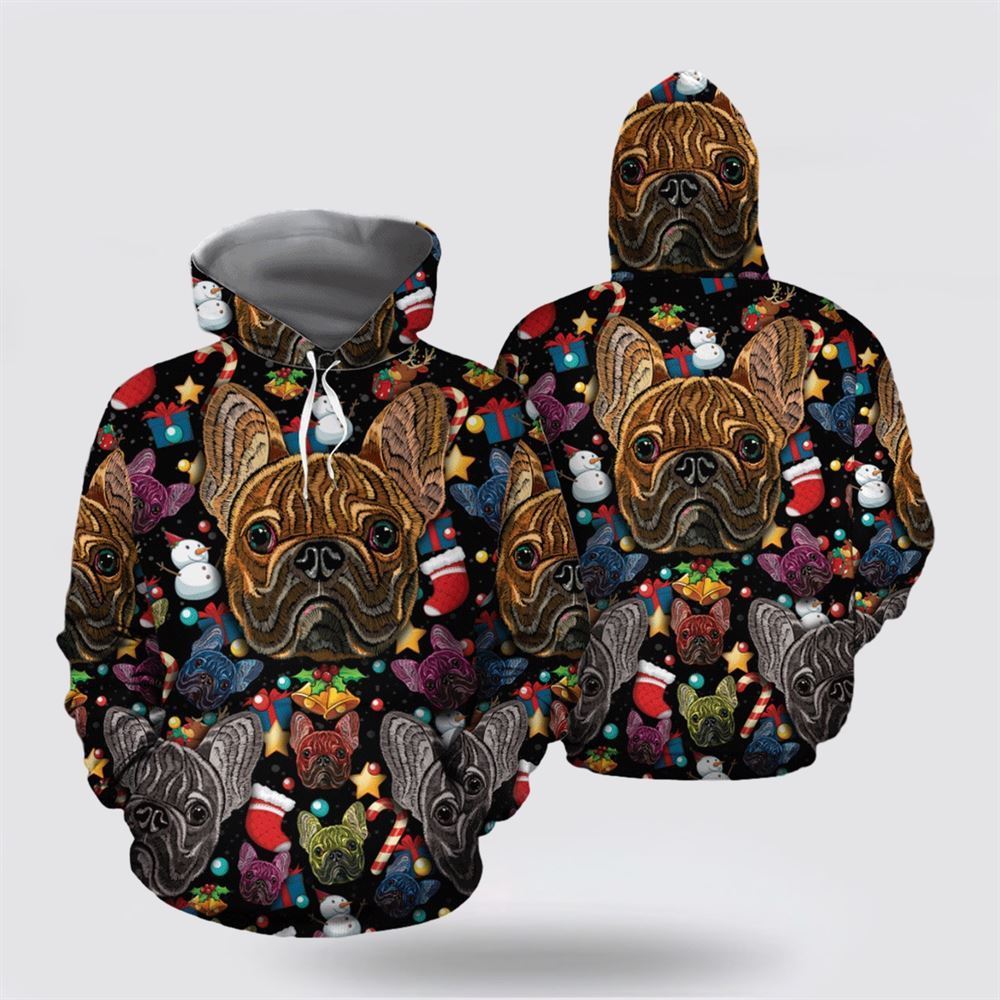 Bulldog Christmas Pattern All Over Print 3D Hoodie For Men & Women, Christmas Dog Hoodie, Christmas Hoodie Cute, Christmas Gift