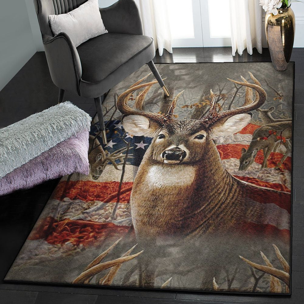 Deer Playroom Rug Deer Hunting Us Love Men Rug Rectangle Rugs Washable Area Rug Non-Slip Carpet For Living Room Bedroom