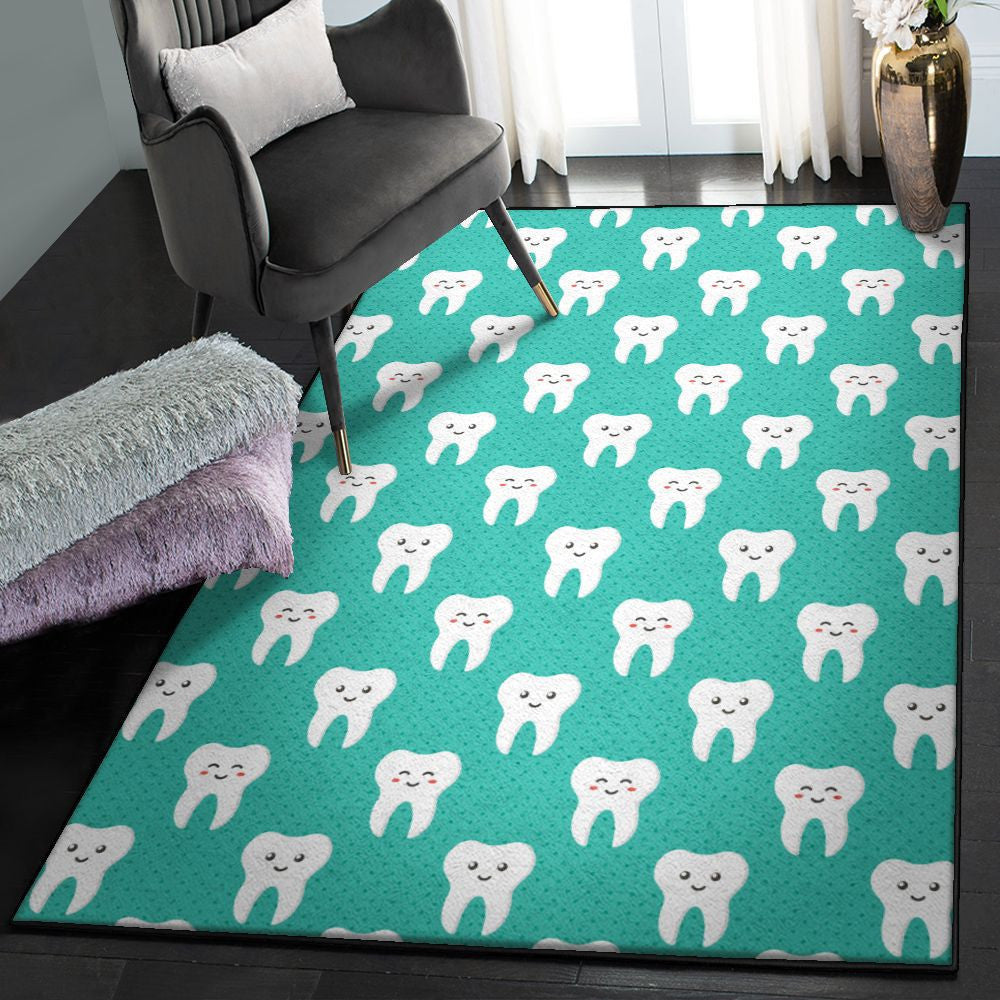 Dentist Large Dentistry Dentist Dental Tooth Pattern Rug Rectangle Rugs Washable Area Rug Non-Slip Carpet For Living Room Bedroom