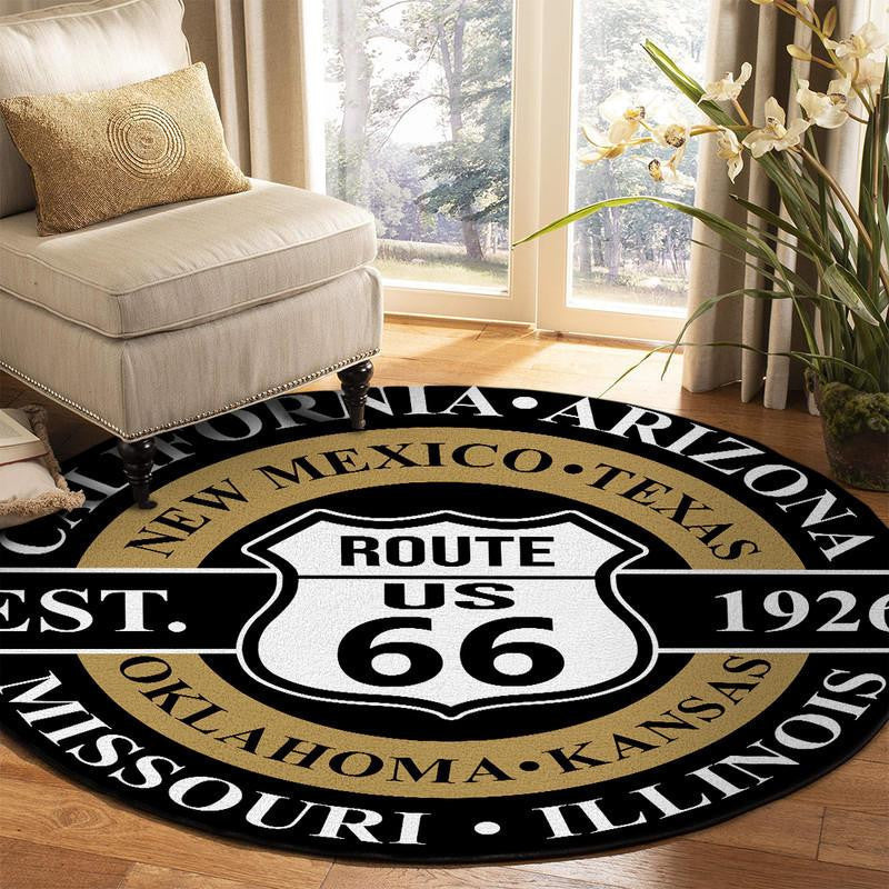 Route 66 Living Room Round Mat Circle Rug