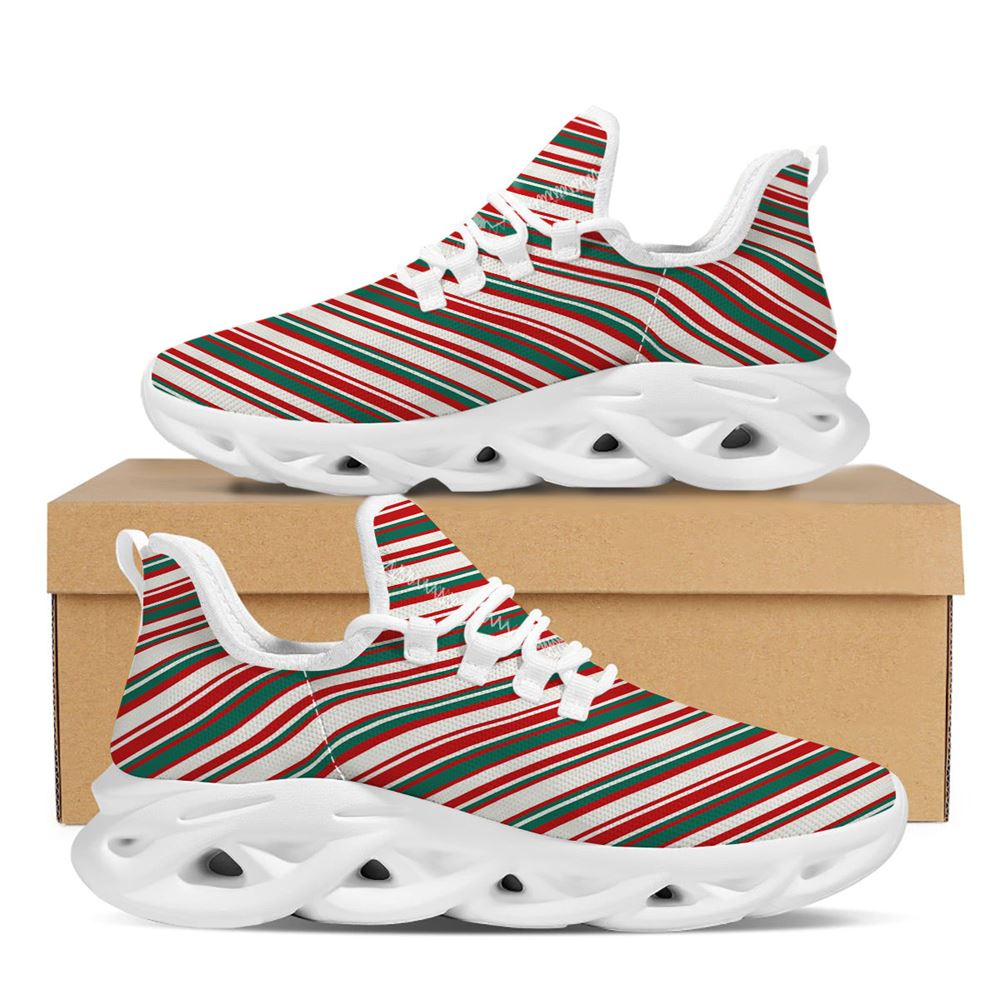 Candy Cane Stripe Christmas Print White Max Soul Shoes For Men Women, Best Running Sneaker, Christmas Shoes, Winter Fashion Shoes