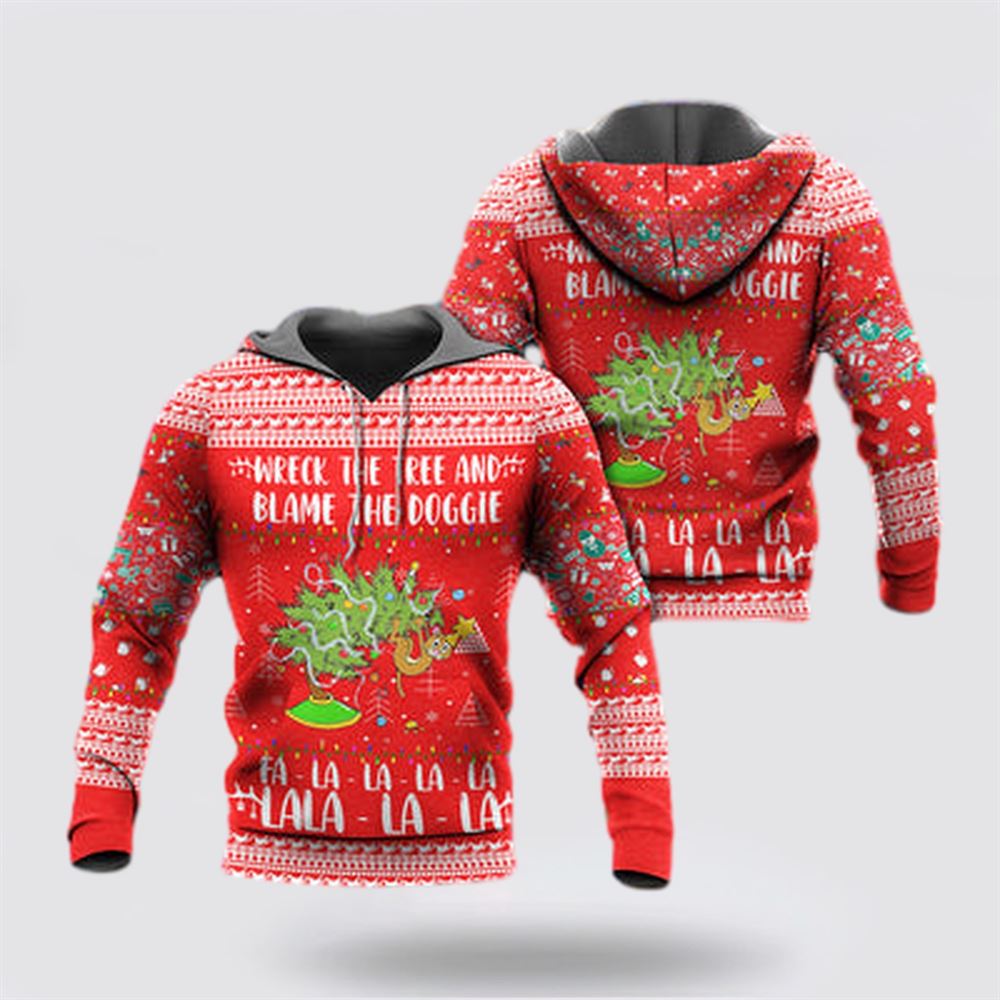 Cat Wreck The Tree Christmas Red Style All Over Print 3D Hoodie For Men And Women, Christmas Cat Hoodie, Christmas Hoodie Cute, Christmas Fashion