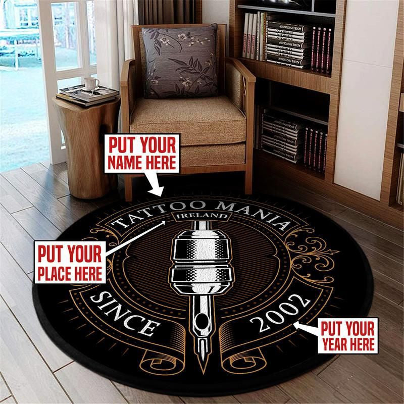 Personalized Tattoo Studio Living Room Round Mat Circle Rug