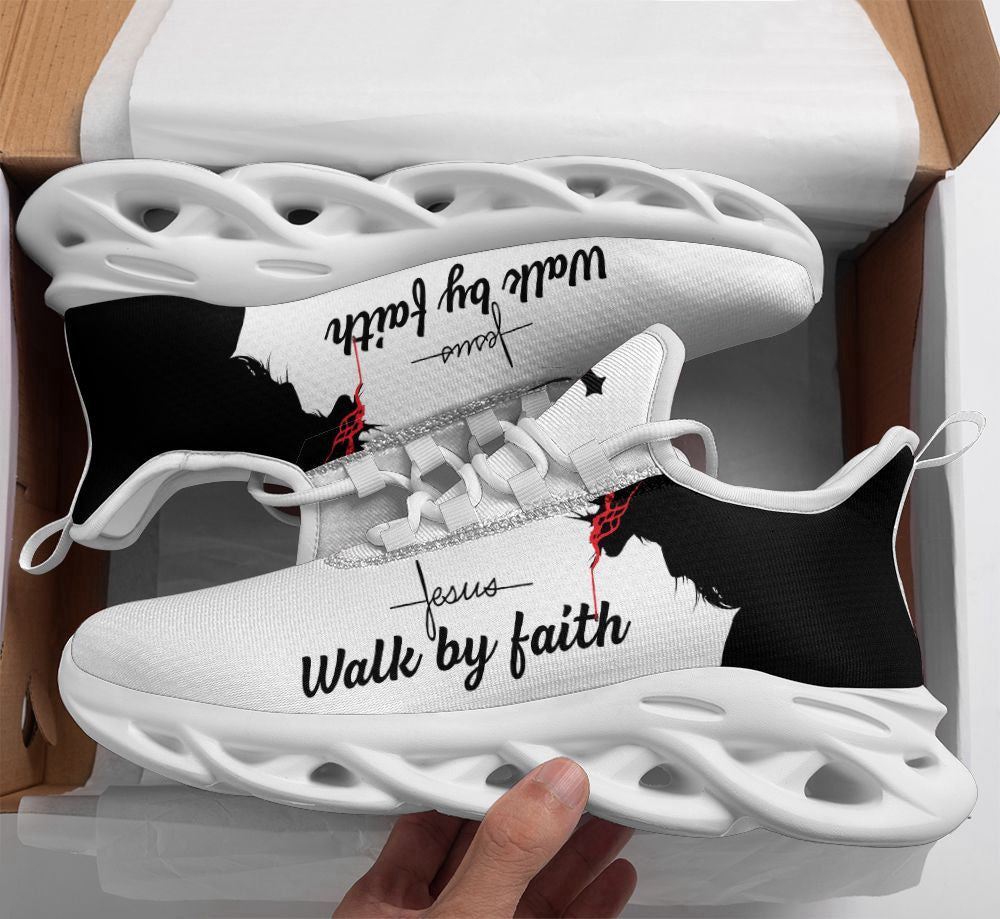 Christian Best Running Shoes, Jesus Walk By Faith Running Sneakers Max Soul Shoes For Men And Women, Jesus Fashion Shoes