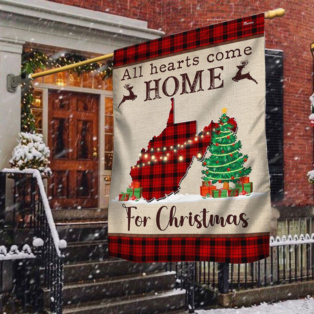 West Virginia Christmas Flag All Hearts Come Home For Christmas Flag, Christmas Garden Flag, Home Decor Accessories, Christmas Outdoor Decor Ideas