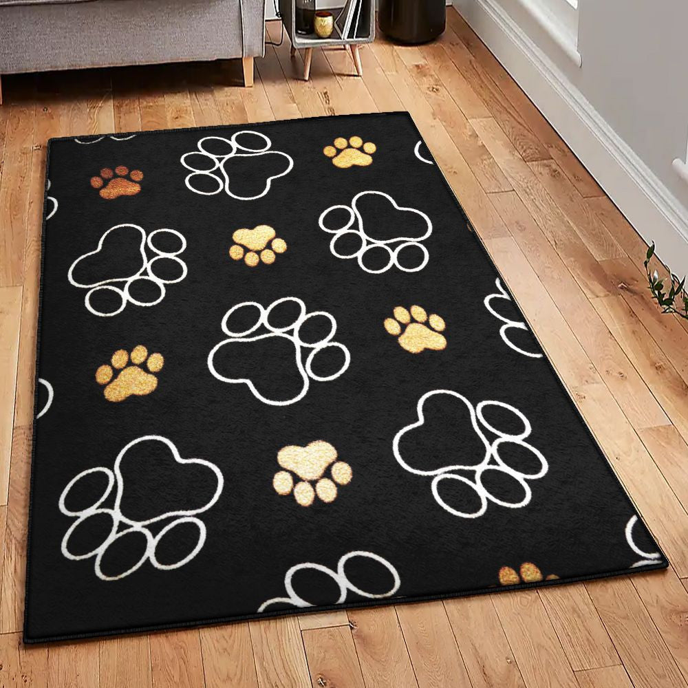 Dog Carpets Dog Paw Rug Rectangle Rugs Washable Area Rug Non-Slip Carpet For Living Room Bedroom