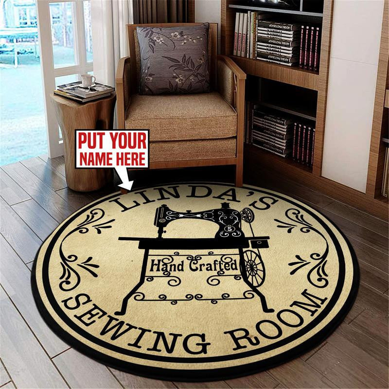 Personalized Sewing Room Living Room Round Mat Circle Rug