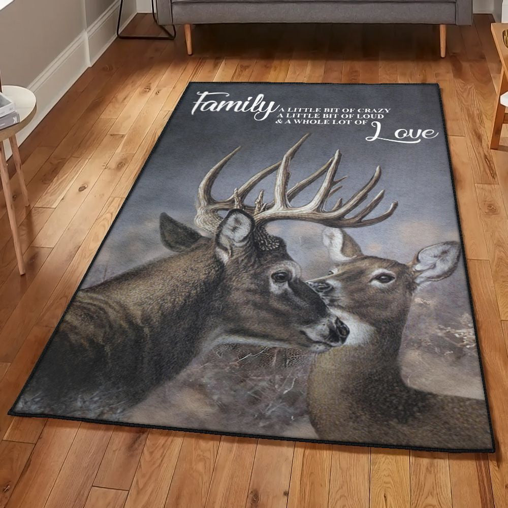 Deer Love Family Deer Rug Rectangle Rugs Washable Area Rug Non-Slip Carpet For Living Room Bedroom