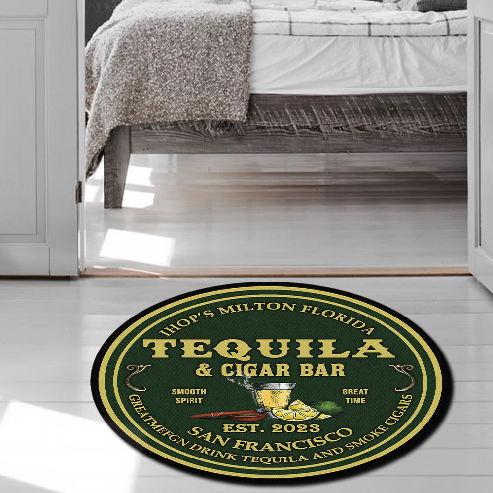 Personalized Tequila Cigar Bar Living Room Round Mat Circle Rug