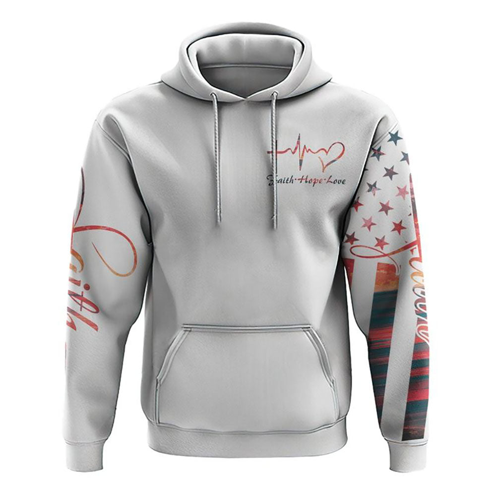 Faith Hope Love Sunset Beach All Over Print 3D Hoodie, Christian Hoodie, Christian Sweatshirt, Bible Verse Shirt