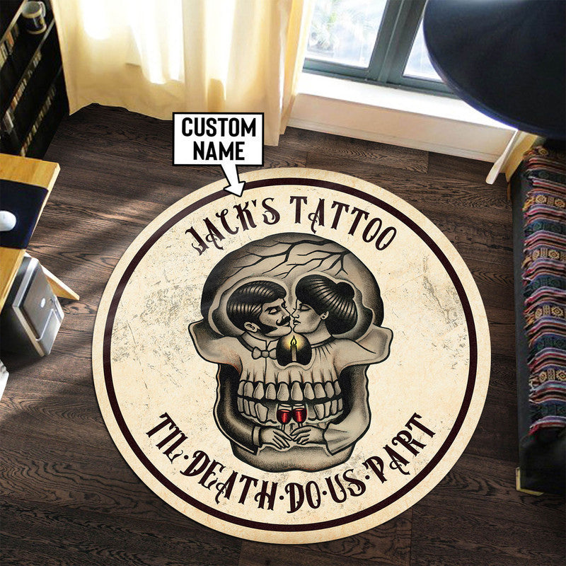 Personalized Til' Death Do Us Part Tattoo Round Mat Round Floor Mat Room Rugs Carpet Outdoor Rug Washable Rugs