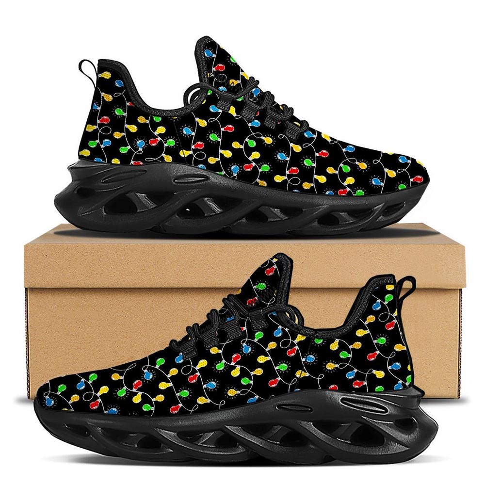 String Lights Colorful Christmas Print Black Max Soul Shoes For Men Women, Best Running Sneaker, Christmas Shoes, Winter Fashion Shoes