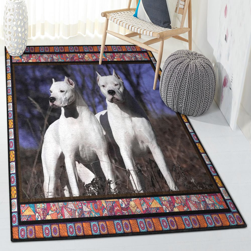 Dogo Argentino Together Rug Rectangle Rugs Washable Area Rug Non-Slip Carpet For Living Room Bedroom