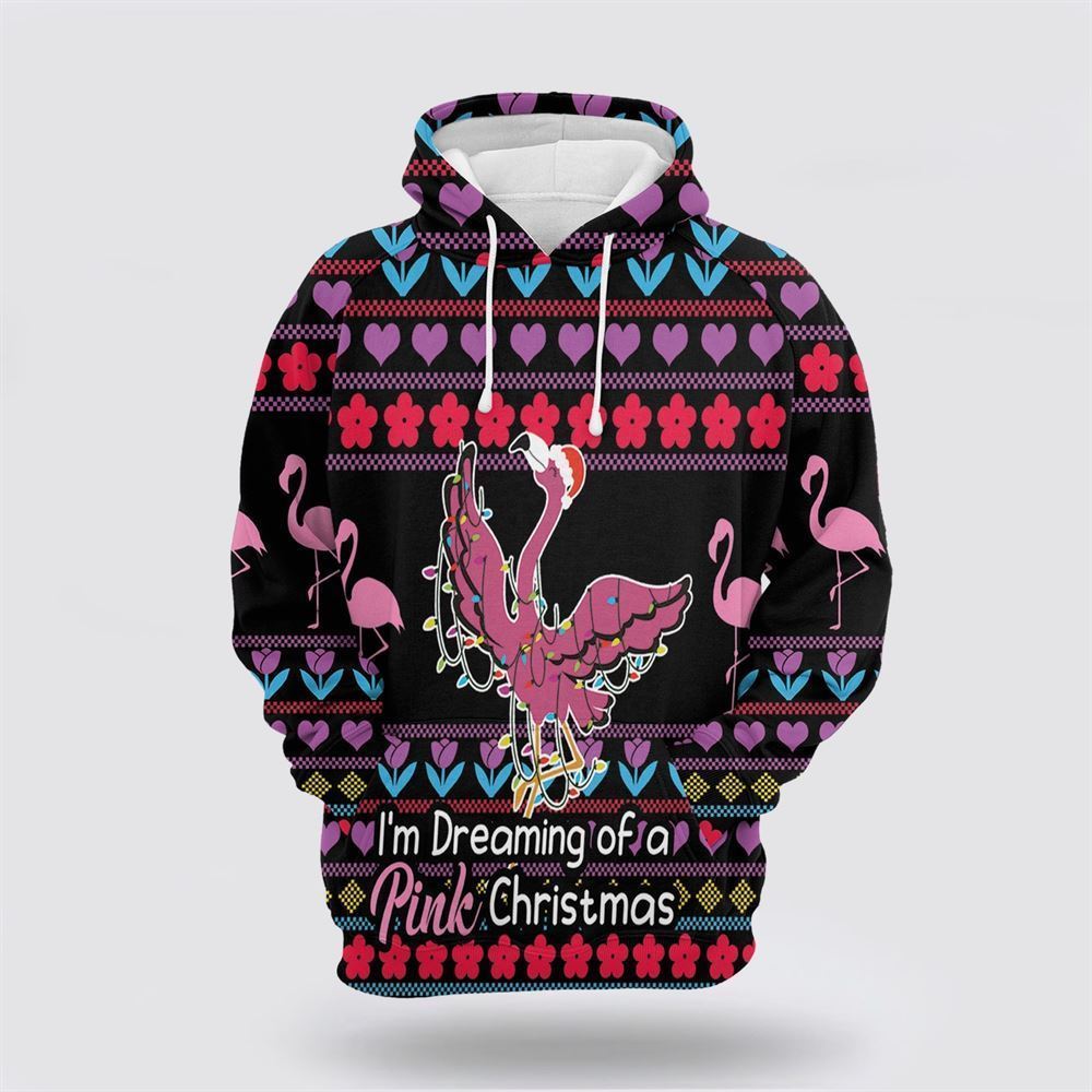 Flamingo Pink Christmas All Over Print 3D Hoodie For Men & Women, Christmas Hoodie Cute, Christmas Gift, Christmas Fashion