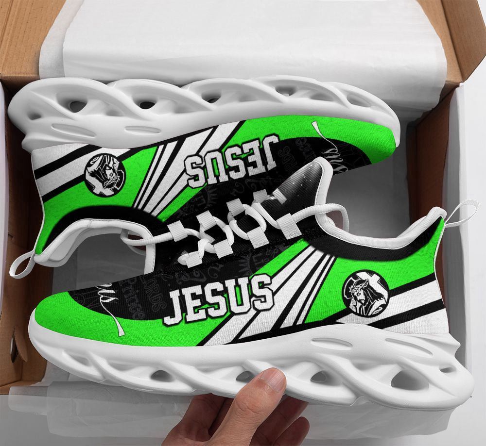 Christian Best Running Shoes, Jesus Running Sneakers Green Max Soul Shoes For Men And Women, Jesus Fashion Shoes