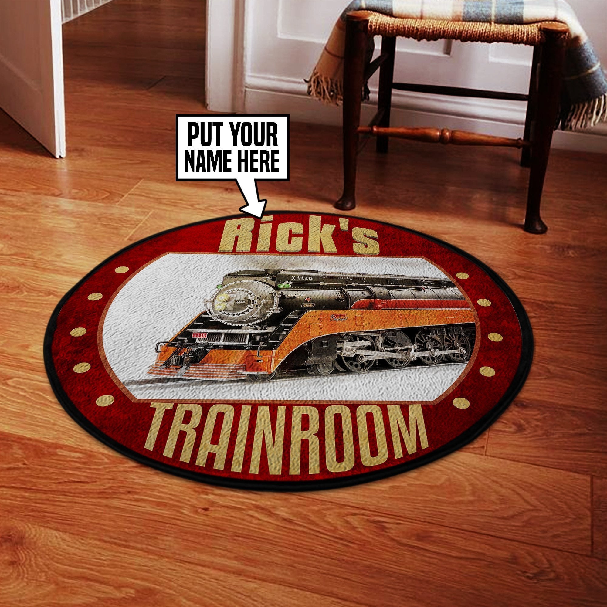 Personalized Sp Southern Pacific Line Steam Locomotive The Coast Daylight Train Round Mat Round Floor Mat Room Rugs Carpet Outdoor Rug Washable Rugs