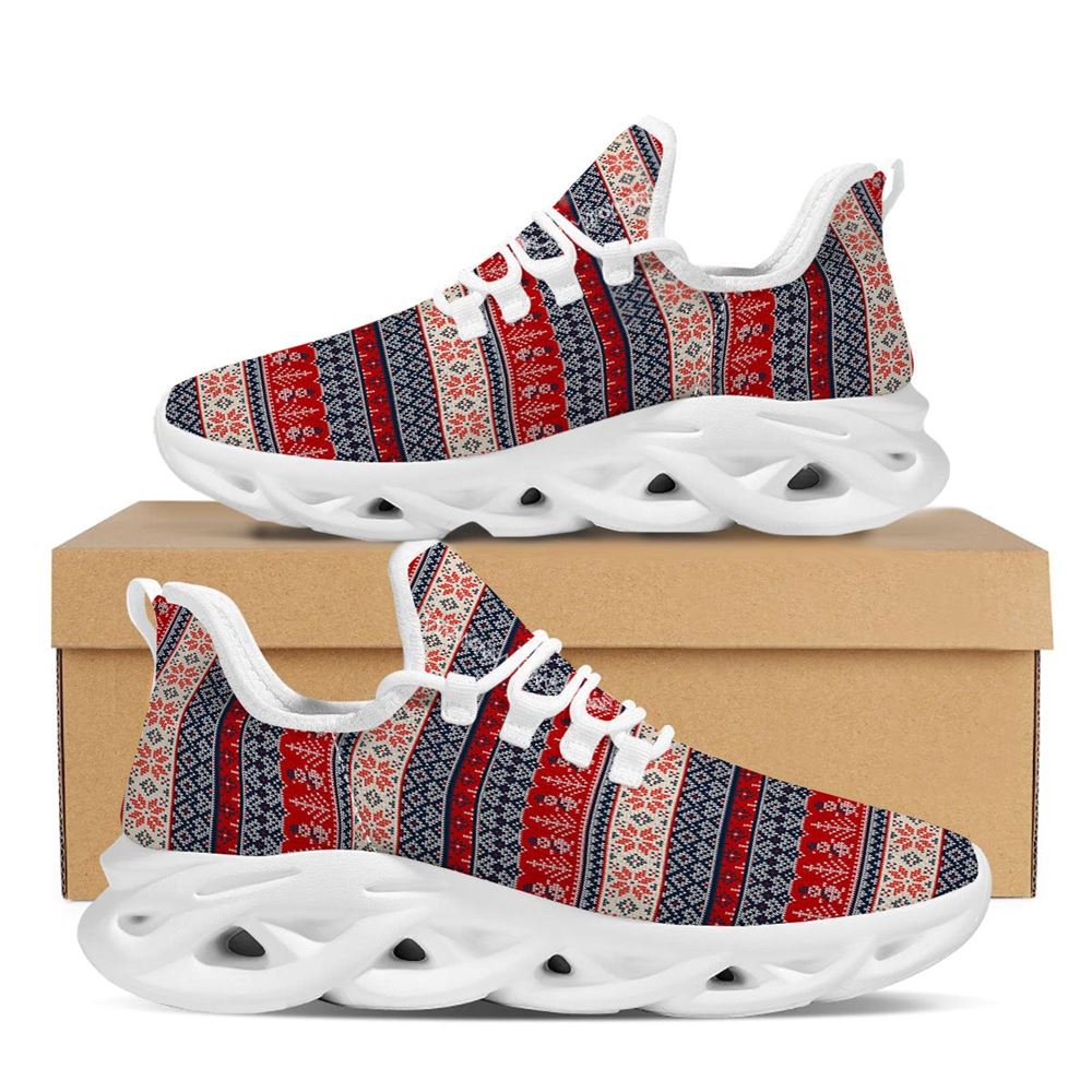 Knitted Christmas Snowman Print Pattern White Max Soul Shoes For Men Women, Best Running Sneaker, Christmas Shoes, Winter Fashion Shoes