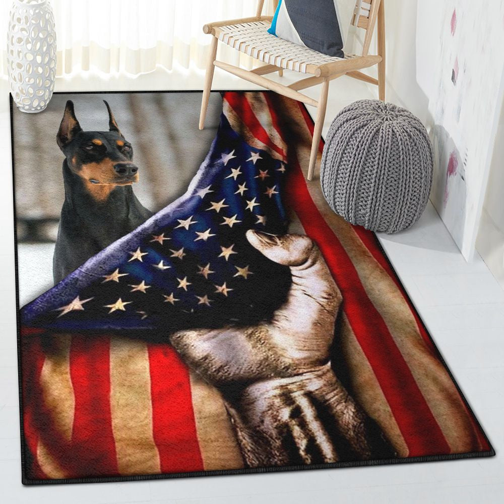 Doberman Non Shedding Doberman Flag Rug Rectangle Rugs Washable Area Rug Non-Slip Carpet For Living Room Bedroom