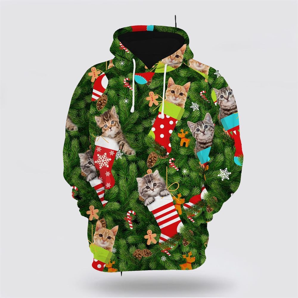 Cat Socks Christmas All Over Print 3D Hoodie For Men And Women, Christmas Cat Hoodie, Christmas Hoodie Cute, Christmas Fashion