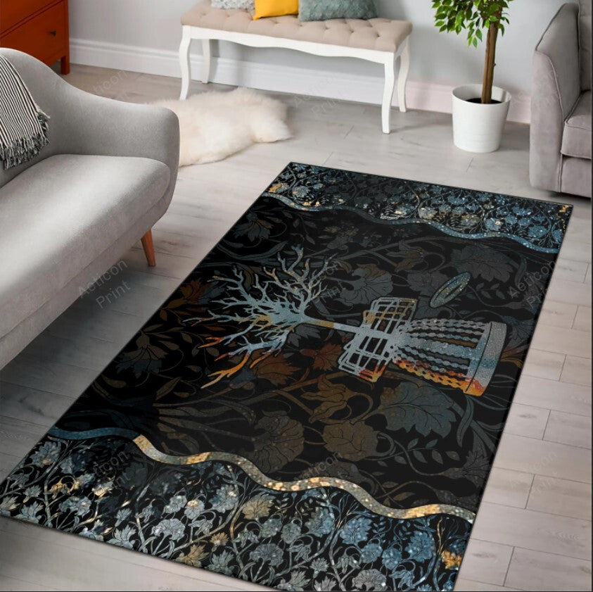 Disc Golf Rectangle Rug Carpet Washable Rugs