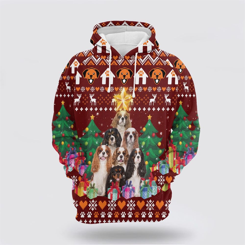 Cavalier King Charles Spaniel Christmas Tree All Over Print 3D Hoodie For Men & Women, Christmas Dog Hoodie, Christmas Hoodie Cute, Christmas Gift