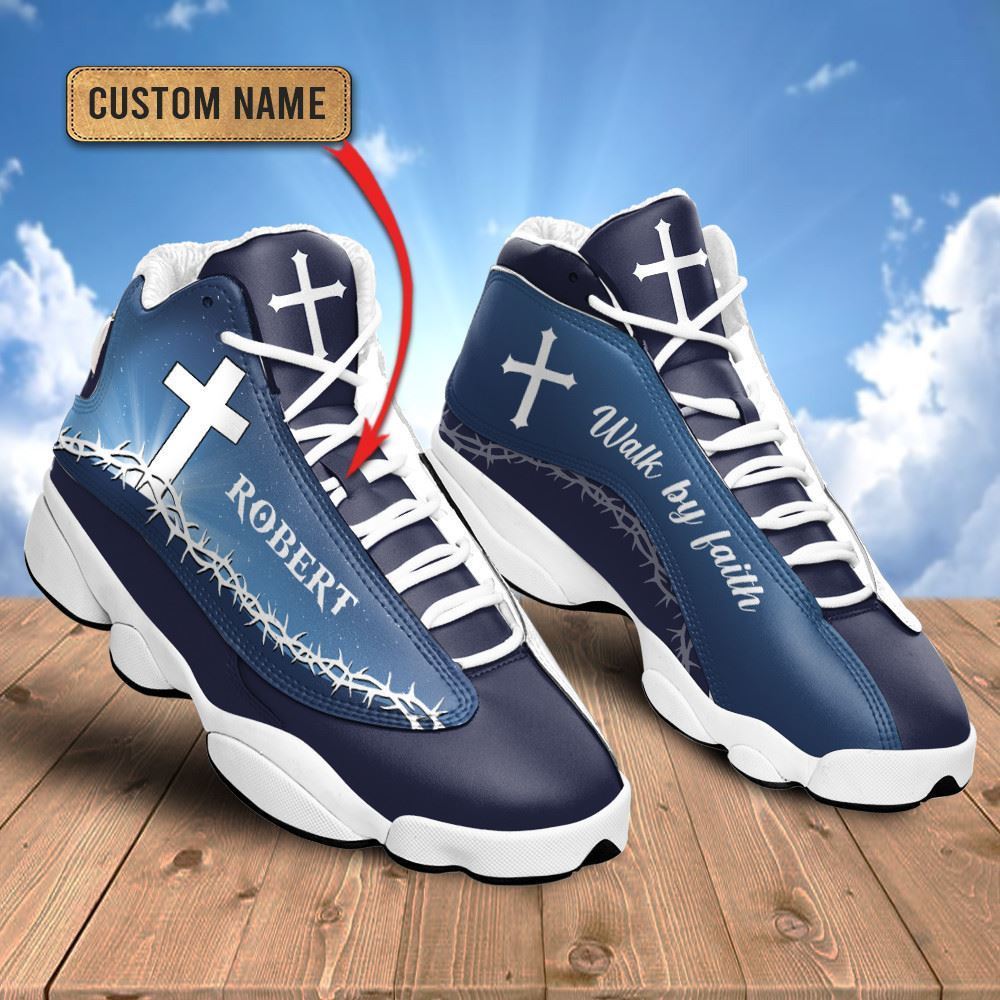 Jesus Walk By Faith Hemstitch Custom Name Jd13 Shoes For Man And Women, Christian Basketball Shoes, Gifts For Christian, God Shoes